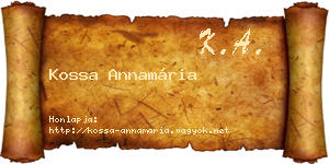Kossa Annamária névjegykártya
